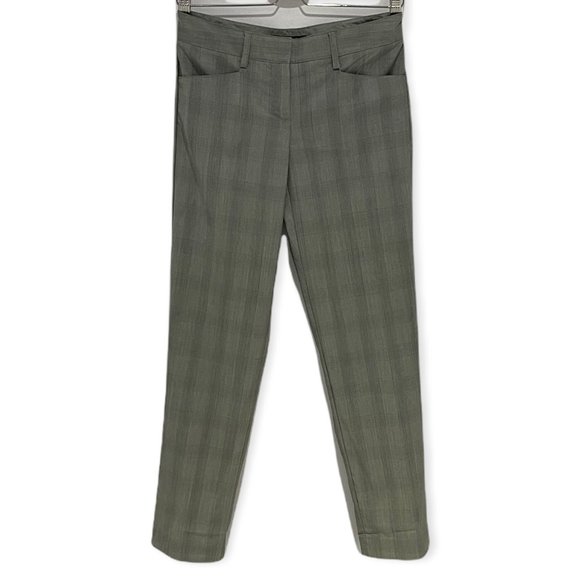 Theory 100% Wool Tamzen Plaid Straight Leg Dress Pant Trousers Cobble Grey 0 NWT - Picture 3 of 11